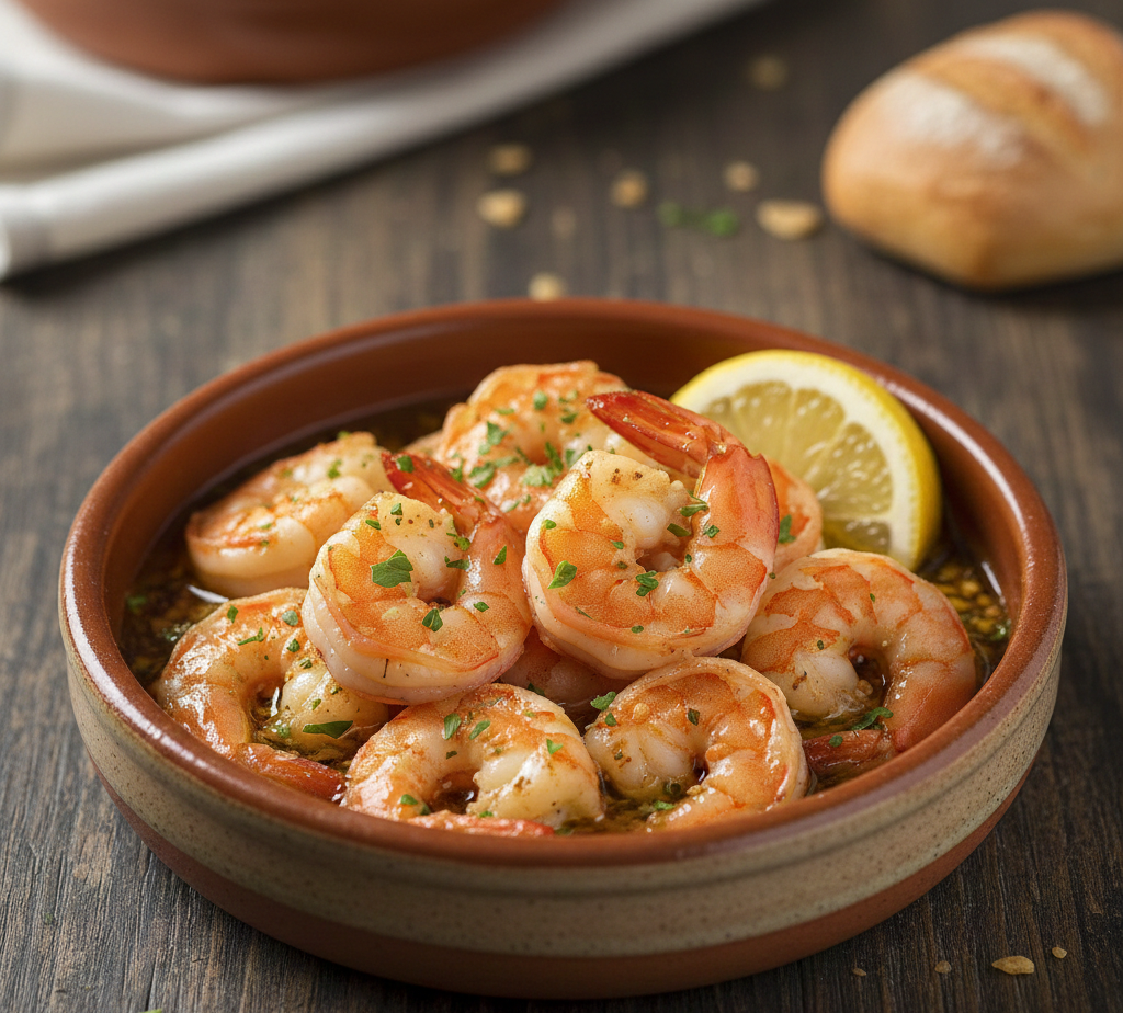 Gamba's met knoflook/ citroen olie